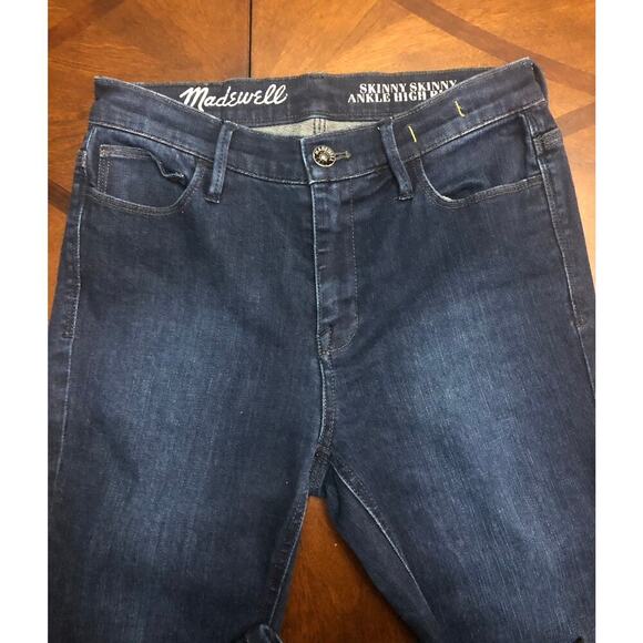 Madewell High Riser Skinny Skinny Ankle Dark Wash Jeans 70s Vibes - Size 25" - Picture 3 of 10